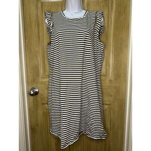 MICHAEL KORS MK BASICS COTTON STRIPE DRESS ZIPPER SLEEVE